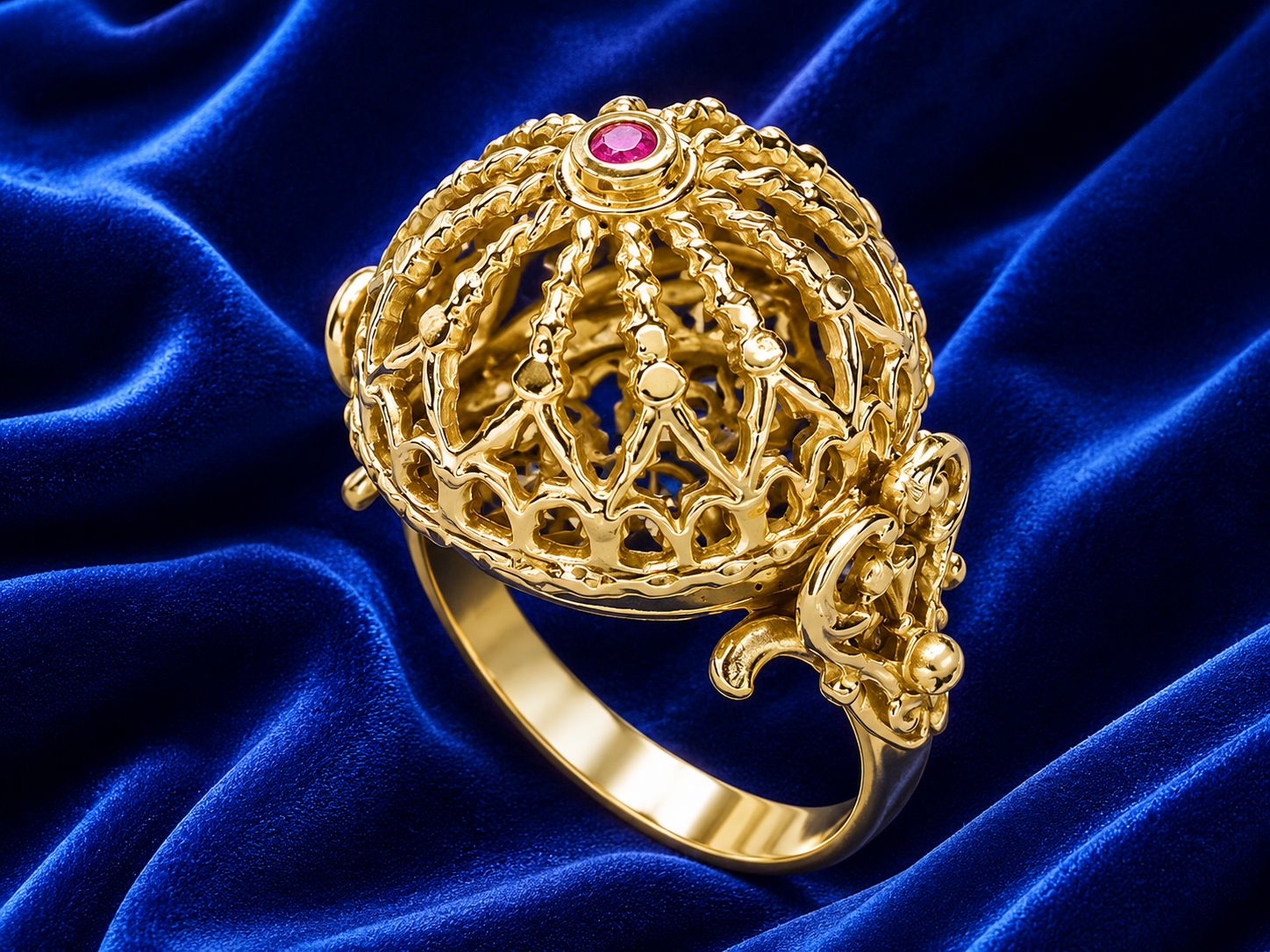 ANELLO ROSONE DI COLLEMAGGIO bombato e pietra