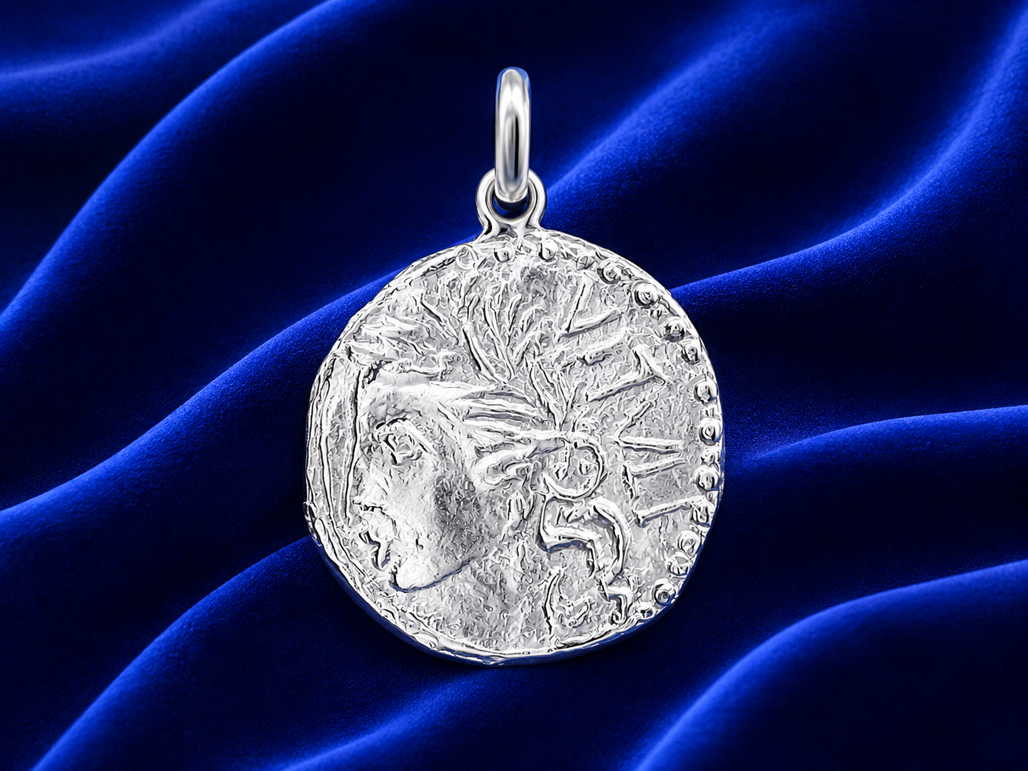 DENARIO D’ARGENTO, rivestimento oro bianco 18k