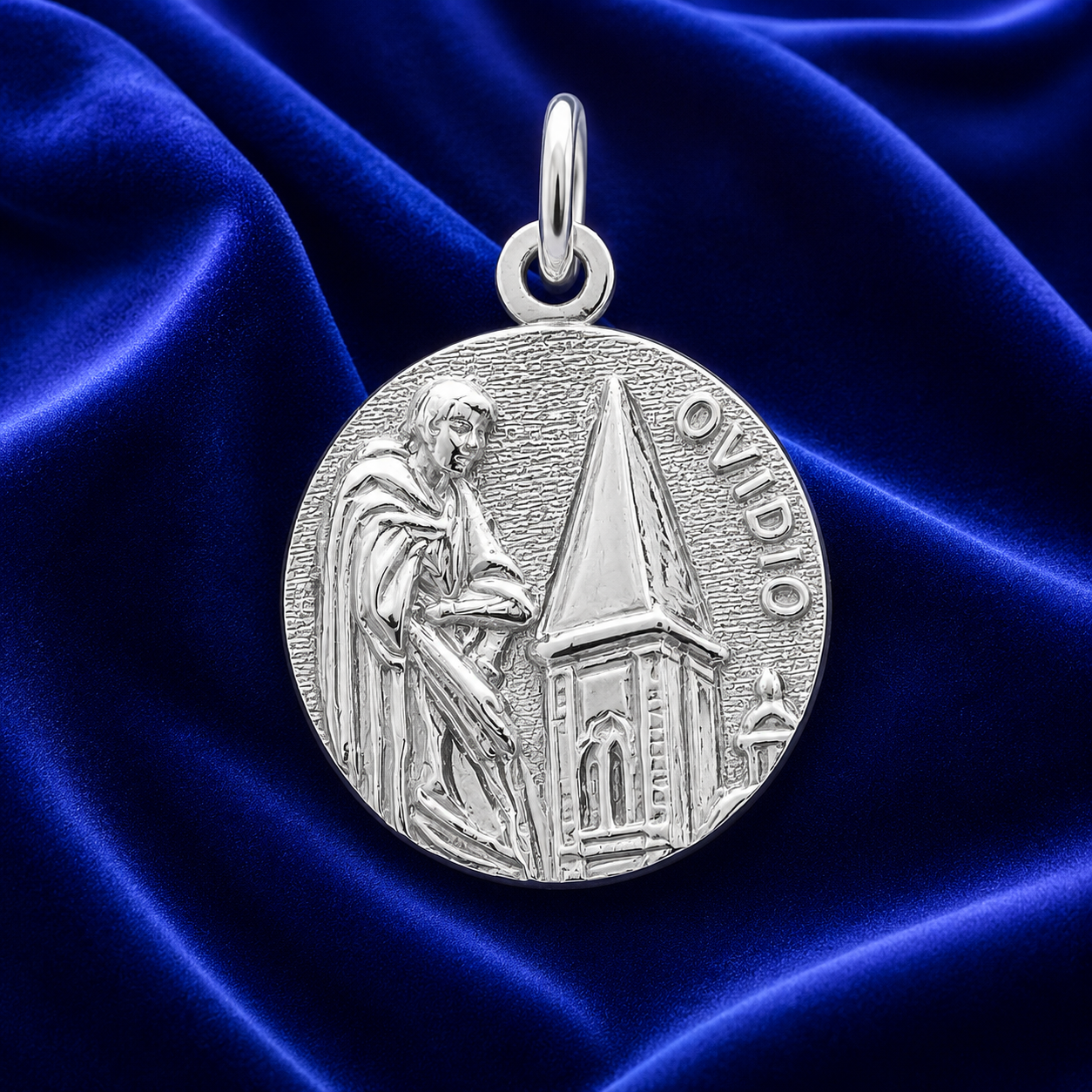 MEDAGLIA OVIDIO I LOVE SULMONA, rivestimento oro bianco 18k