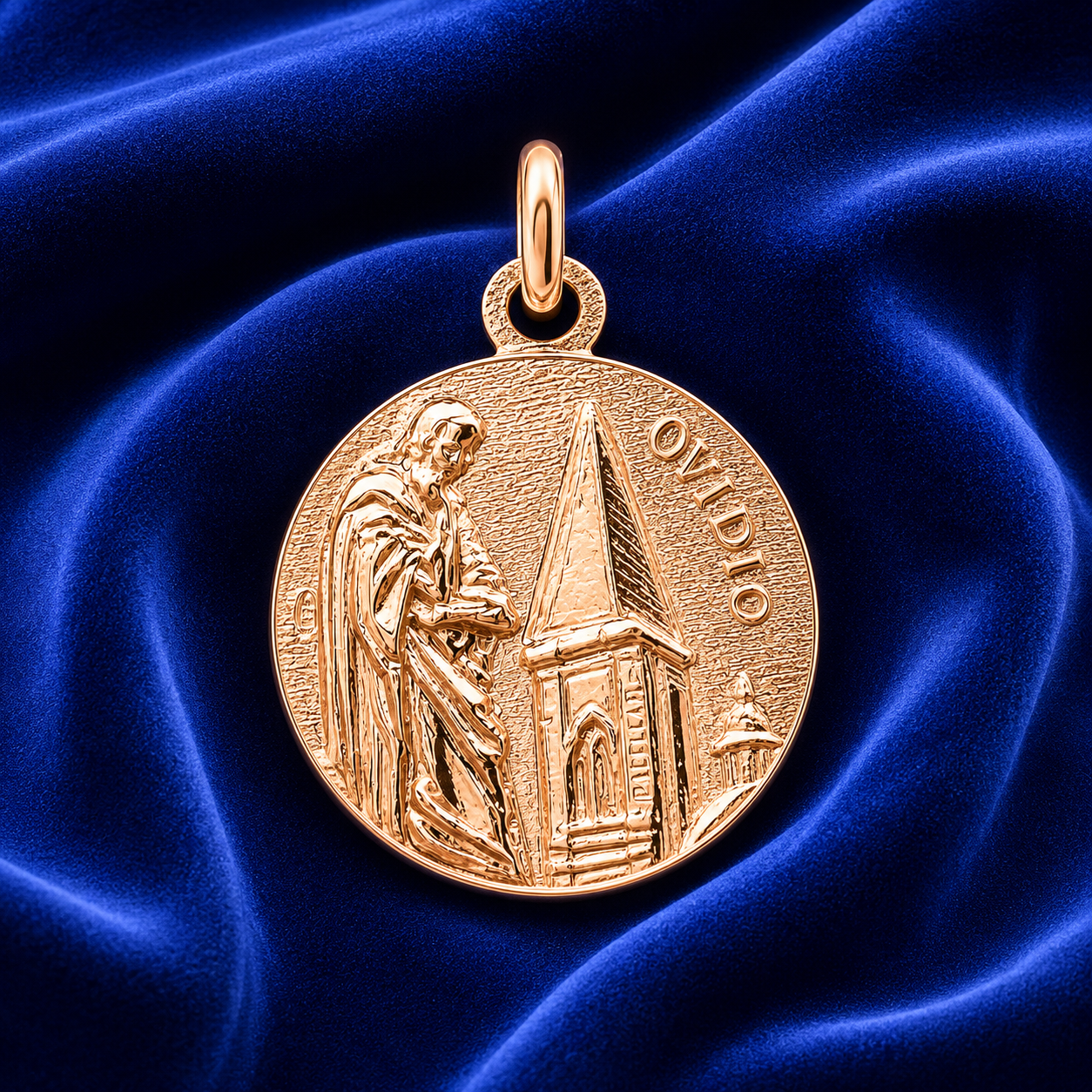MEDAGLIA OVIDIO I LOVE SULMONA, rivestimento oro rosa 18k