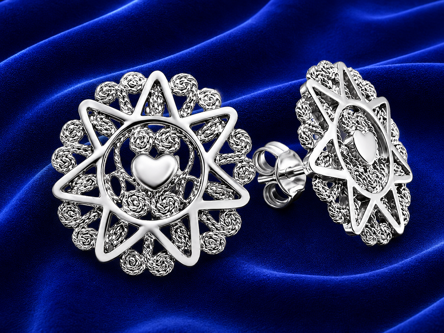 ORECCHINI PRESENTOSA FILIGRANA GRANDI D=1,7 CM, rivestimento oro bianco 18k