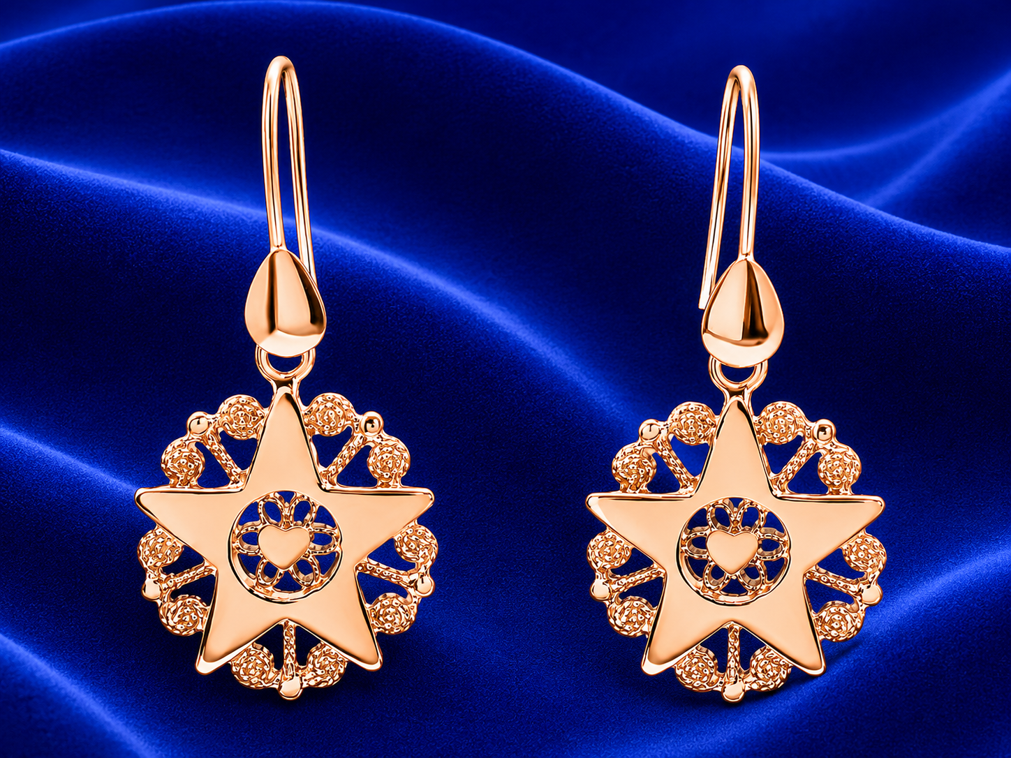ORECCHINI PRESENTOSA UN CUORE PENDENTI, rivestimento oro rosa 18k