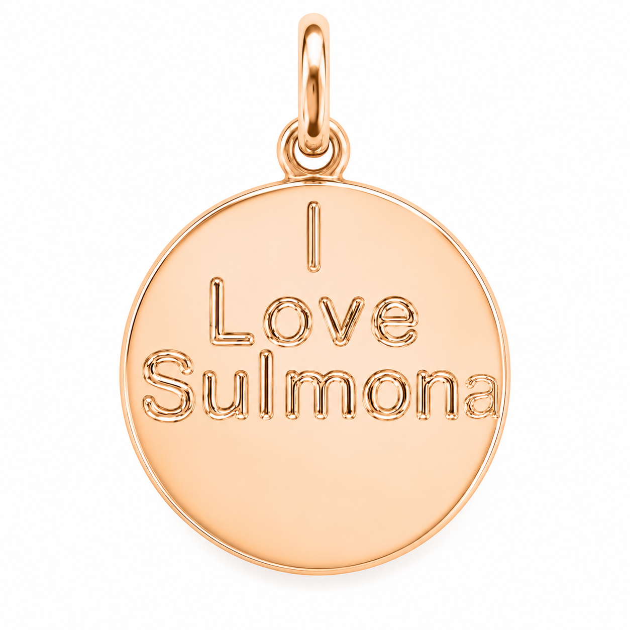 I LOVE SULMONA — OVIDIO CON CAMPANILE, rivestimento oro rosa 18k